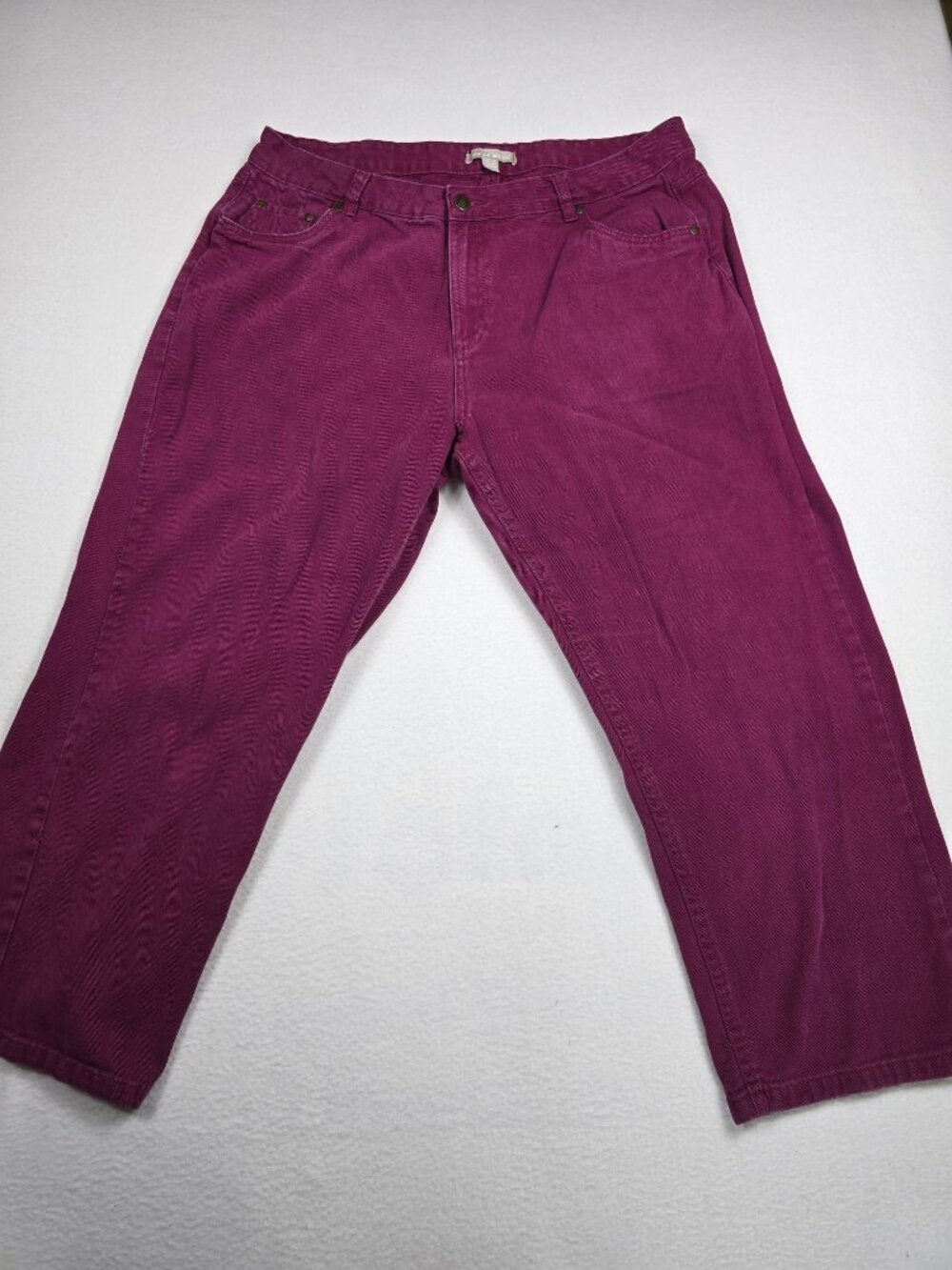 Woman Within 18W Petite Berry Pink Cotton Jeans Straight Leg Relaxed Fit